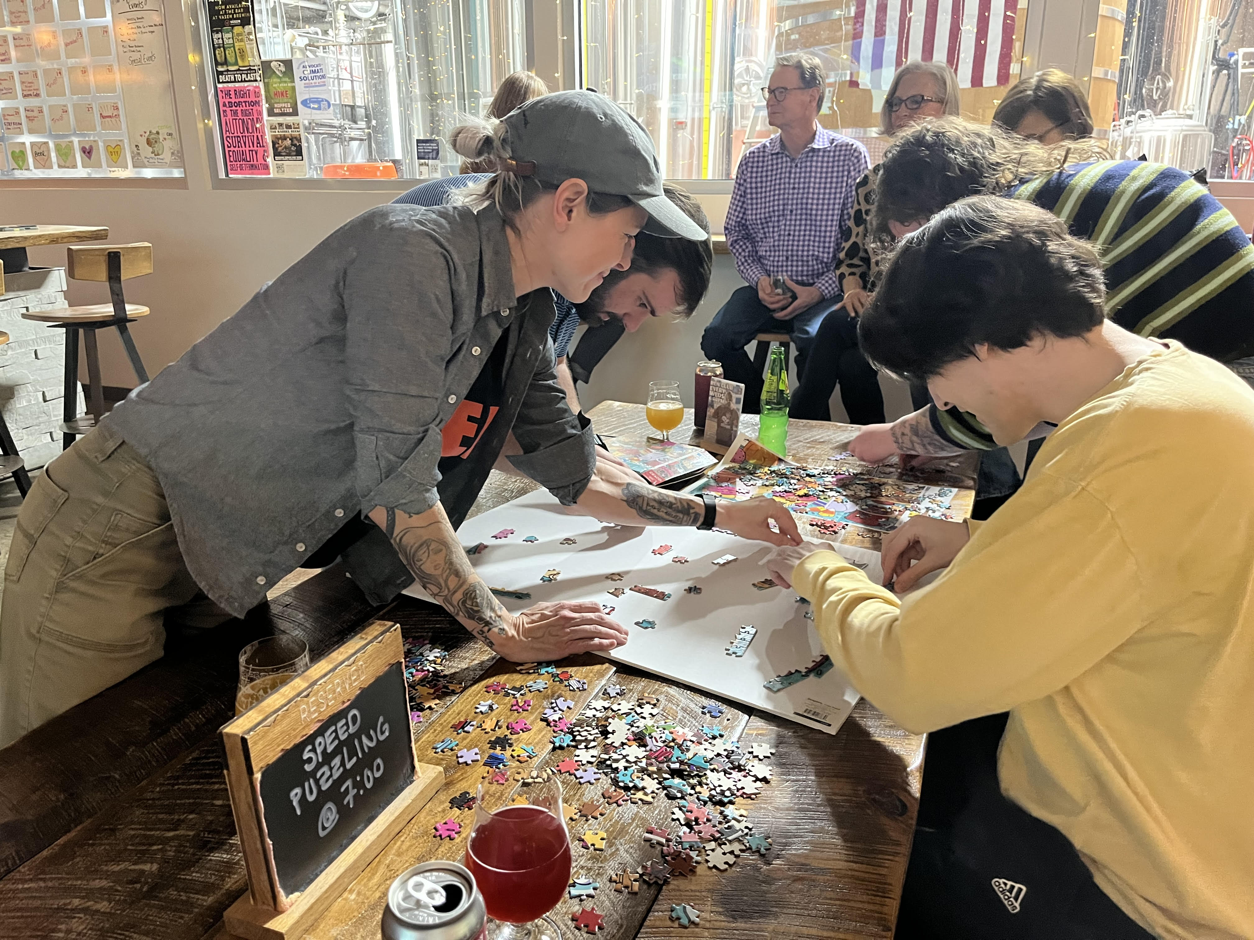 Puzzlers working hard